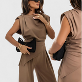 Sofia Ensemble Asymétrique avec Épaules Drapées