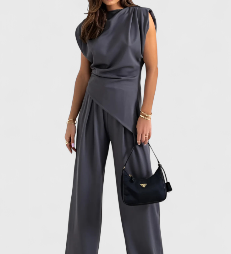 Sofia Ensemble Asymétrique avec Épaules Drapées