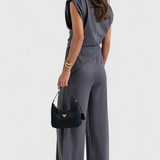 Sofia Ensemble Asymétrique avec Épaules Drapées