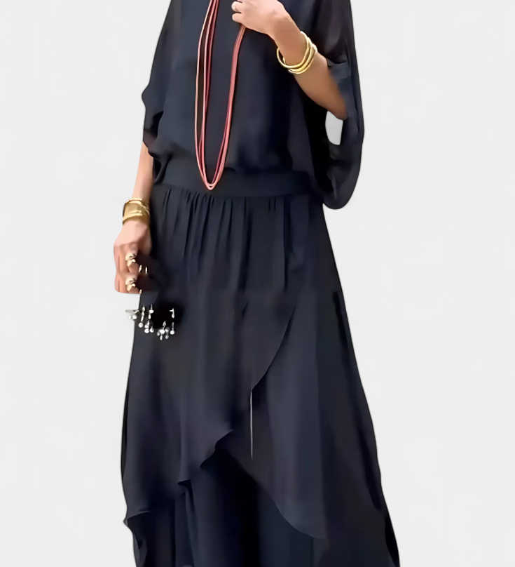 Maravilla Ensemble Fluide de Deux Pièces avec Top Ample et Jupe Asymétrique