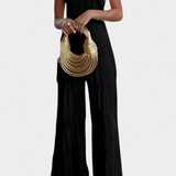 Ensemble Pilarica Plissé avec Top Asymétrique Halter et Pantalon Fluide