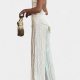Ensemble Pilarica Plissé avec Top Asymétrique Halter et Pantalon Fluide