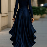 Luna - Robe longue en satin avec volants