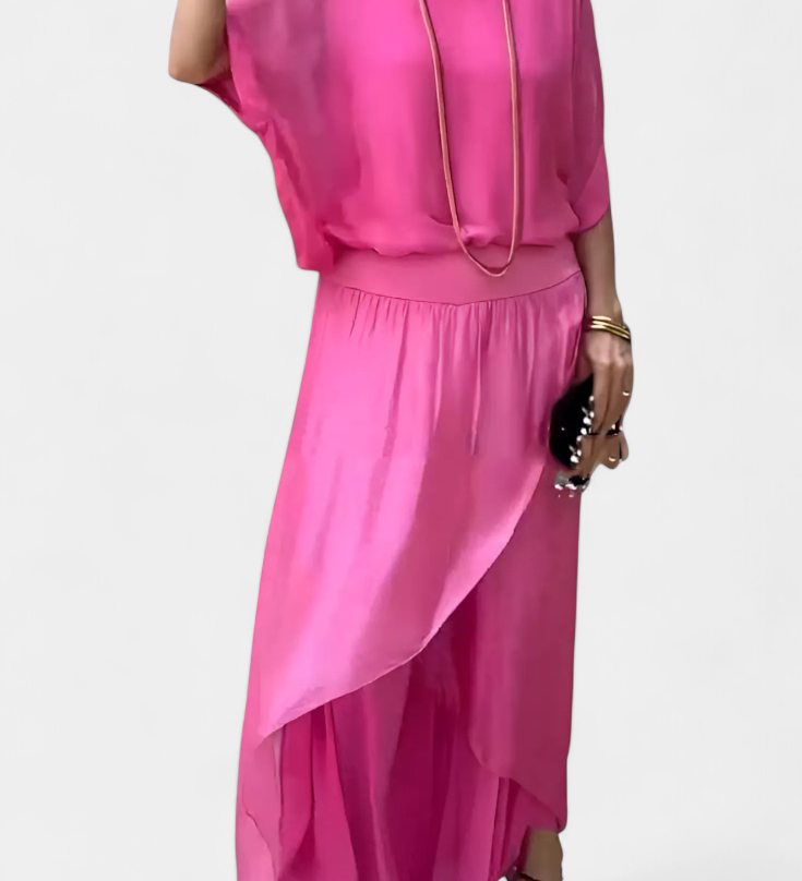 Maravilla Ensemble Fluide de Deux Pièces avec Top Ample et Jupe Asymétrique