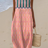 Lily | Robe Midi à Rayures Pastel