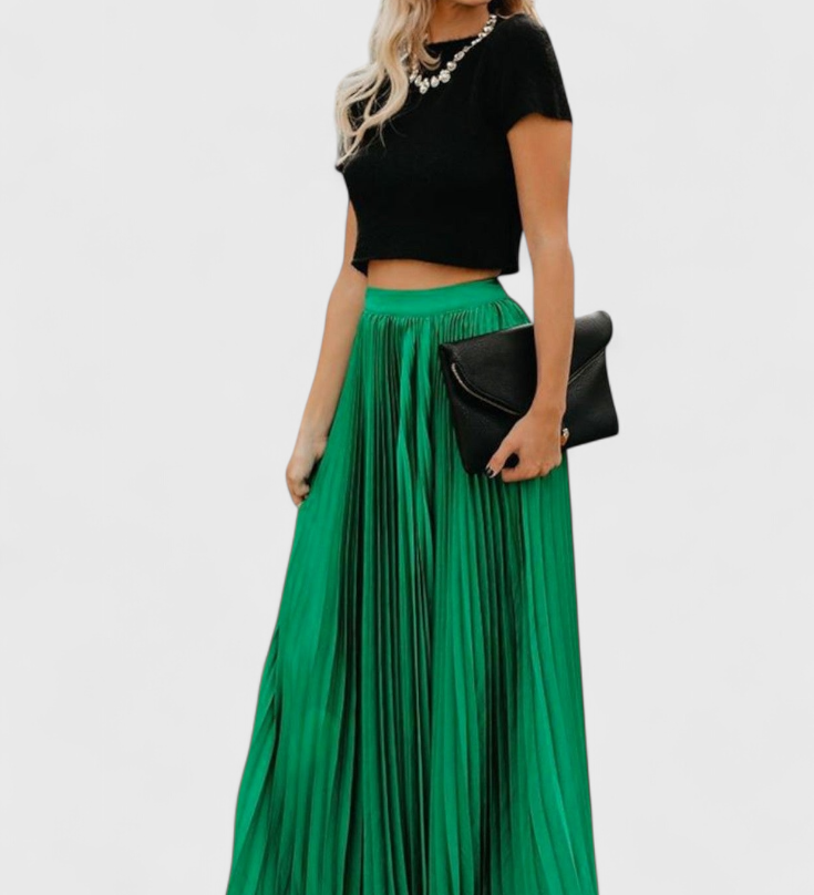 Jupe Longue Plissée Taille Haute Mila