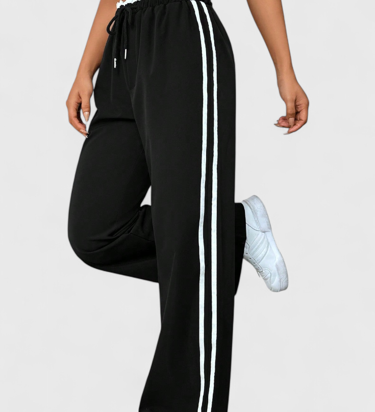 Pantalon Sportif Alanys à Jambes Larges avec Détail Latéral