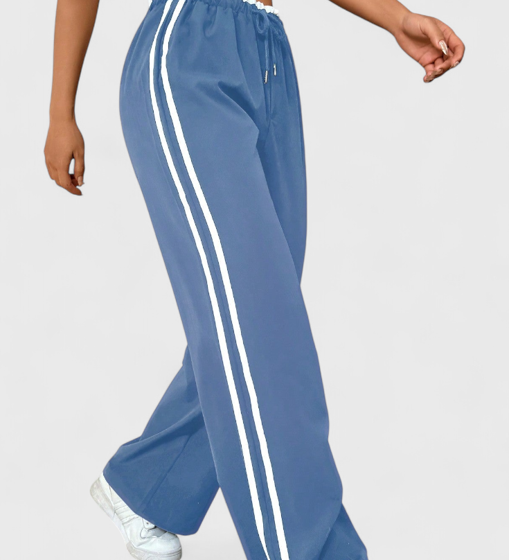 Pantalon Sportif Alanys à Jambes Larges avec Détail Latéral
