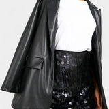 Jupe Mini Veena en Sequins Noir, Doré ou Argent