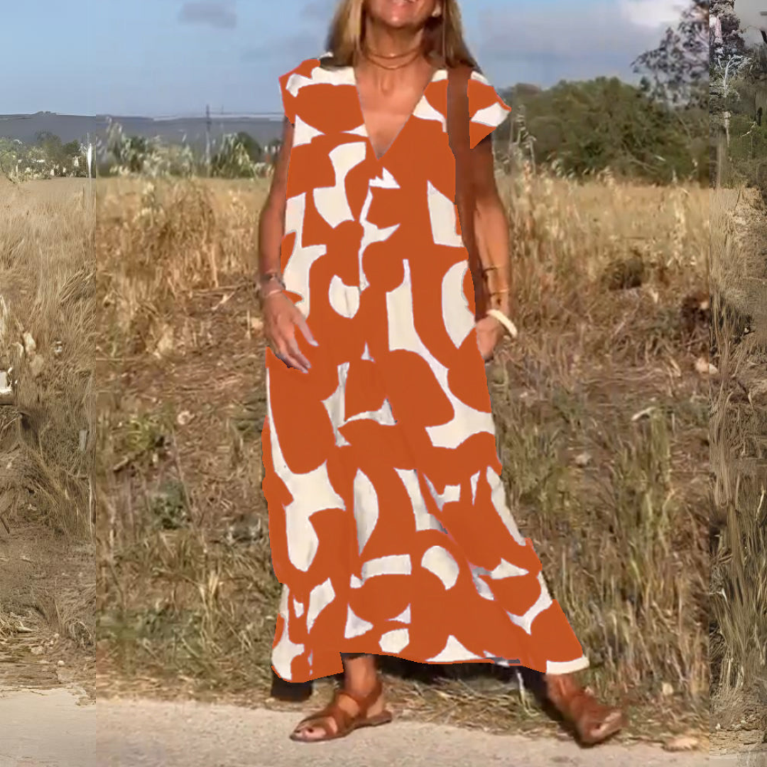 ELENA | ROBE IMPRIMÉE AVEC ENCOLURE EN V