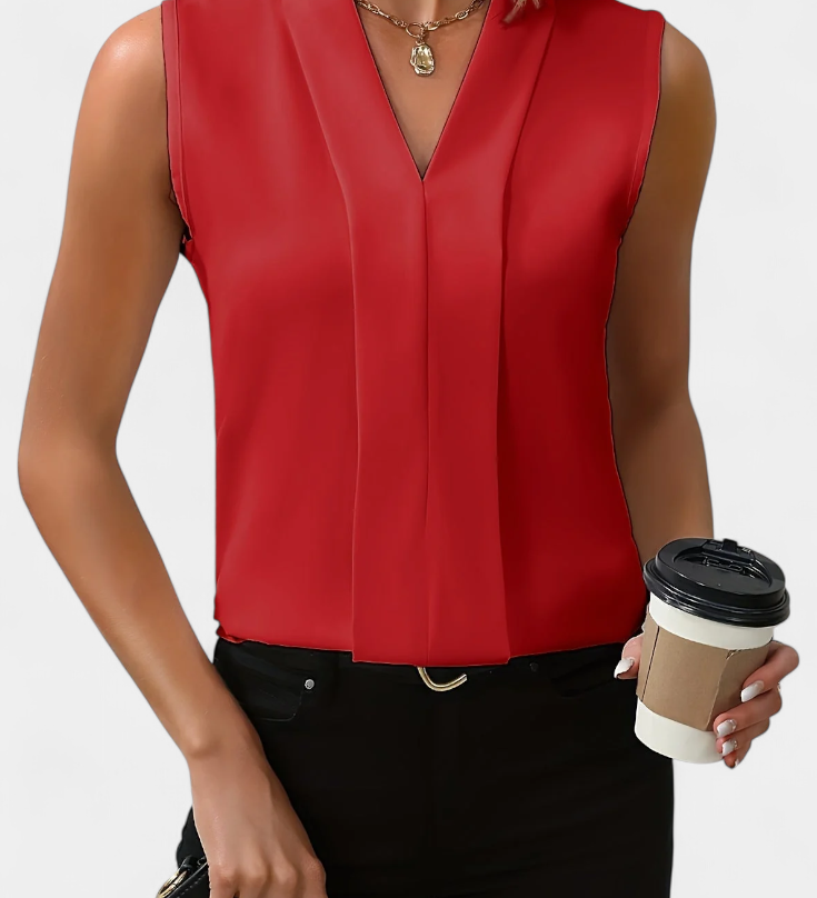 Nele | Blouse Sans Manches avec Décolleté en V et Coupe Fluide