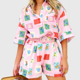 Paula Ensemble Imprimé Rose