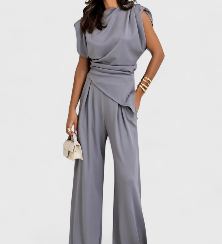 Sofia Ensemble Asymétrique avec Épaules Drapées