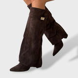 Bottes Hautes Femme Classiques en Daim Élégantes