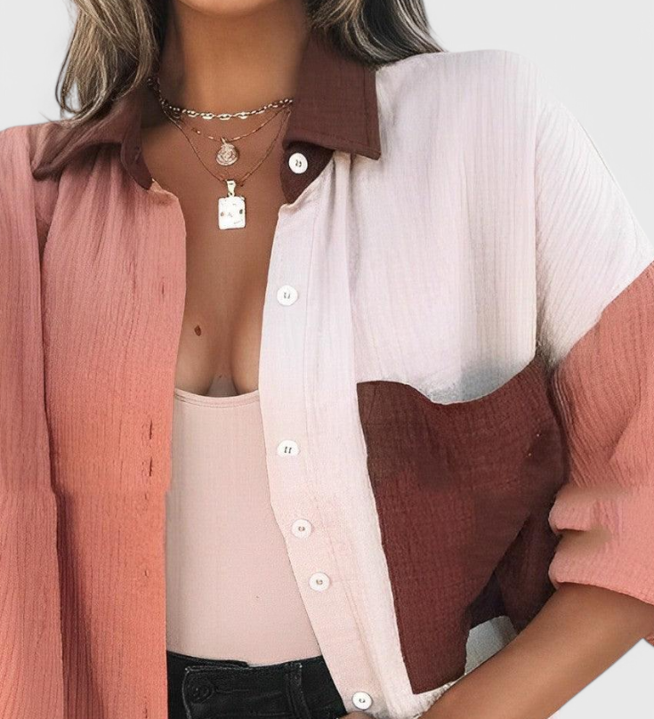 Juniper | Blouse à Boutons en Bloc de Couleur