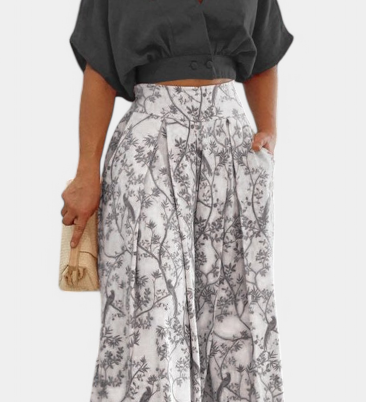 Olivia Ensemble Boho à Col V et Pantalon Large