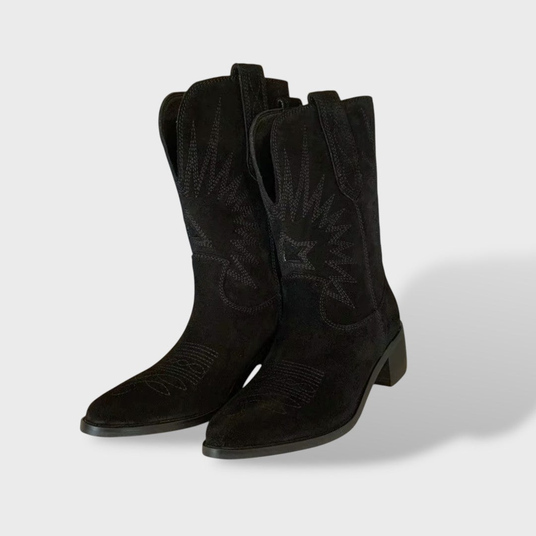 Bottes de Cowboy Femme Brodées en Cuir