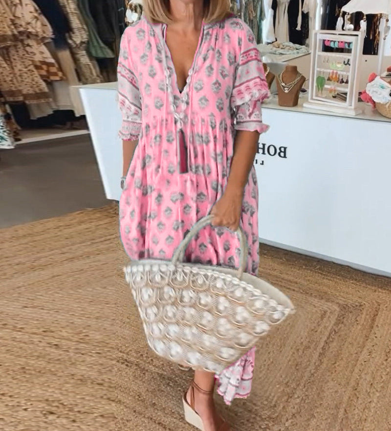 Modena - Robe décontractée imprimée avec décolleté en V