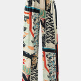 Pantalons Droits Taille Haute avec Imprimé Floral