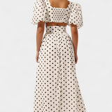 Ensemble Jupe et Haut à Pois Sherine avec Manches Bouffantes