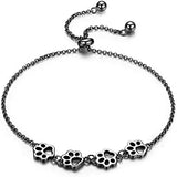 Bracelet ajustable en argent sterling avec empreinte de patte de chien