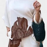 Sybella Ensemble Floral de Deux Pièces avec Épaule Découverte et Pantalon Droit