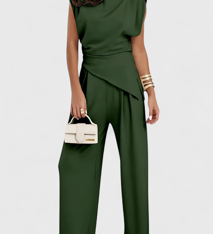 Sofia Ensemble Asymétrique avec Épaules Drapées