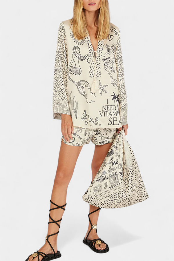 Ensemble Amalia Chemise Imprimée avec Short Élastique