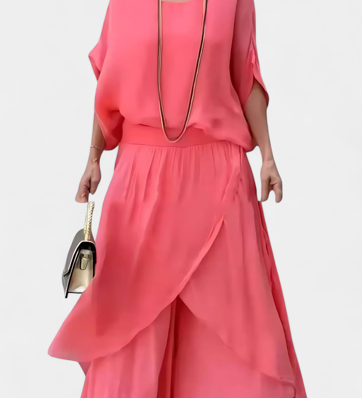 Maravilla Ensemble Fluide de Deux Pièces avec Top Ample et Jupe Asymétrique