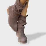 Lucía| Bottines en Daim à Bout Rond et Fermeture Éclair pour Femme