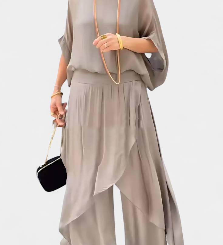 Maravilla Ensemble Fluide de Deux Pièces avec Top Ample et Jupe Asymétrique