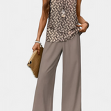 Ensemble Boho Élégant Martina Sans Manches avec Pantalon Droit Imprimé