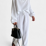 Aya Ensemble de Deux Pièces en Coton avec Décolleté en V