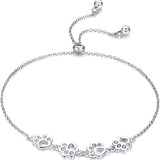 Bracelet ajustable en argent sterling avec empreinte de patte de chien
