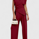 Sofia Ensemble Asymétrique avec Épaules Drapées