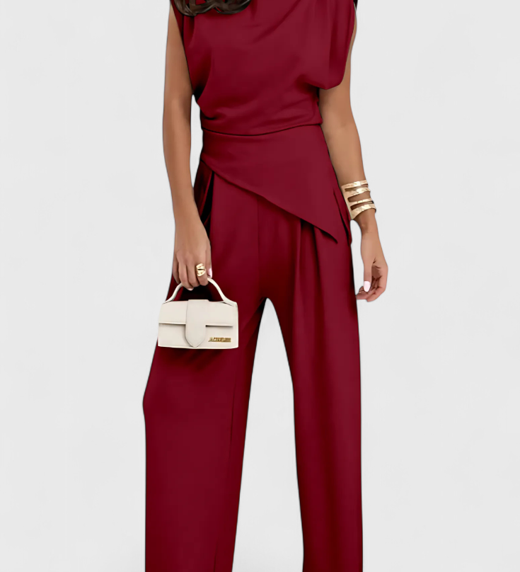 Sofia Ensemble Asymétrique avec Épaules Drapées