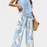 Ensemble Boho Élégant Martina Sans Manches avec Pantalon Droit Imprimé