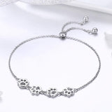 Bracelet ajustable en argent sterling avec empreinte de patte de chien