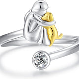 Bague ajustable pour chien en argent – Bague artisanale pour femmes