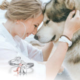 Bague pour chien en argent sterling et zircon blanc – Bague ajustable