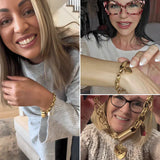 Bracelet épais avec cœurs | Or