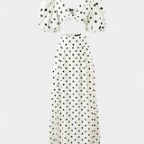 Ensemble Jupe et Haut à Pois Sherine avec Manches Bouffantes