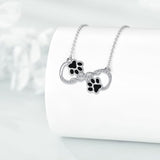 Collier avec Pattes de Chien Amour Infini en Zirconium