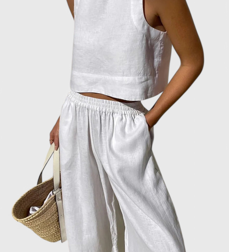 Avelina Ensemble Minimaliste en Coton et Lin Léger