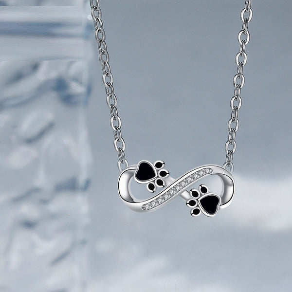 Collier Pattes d'Amour Infini avec Zirconium