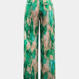 Inna Pantalons Droits Taille Haute avec Imprimé Marbre