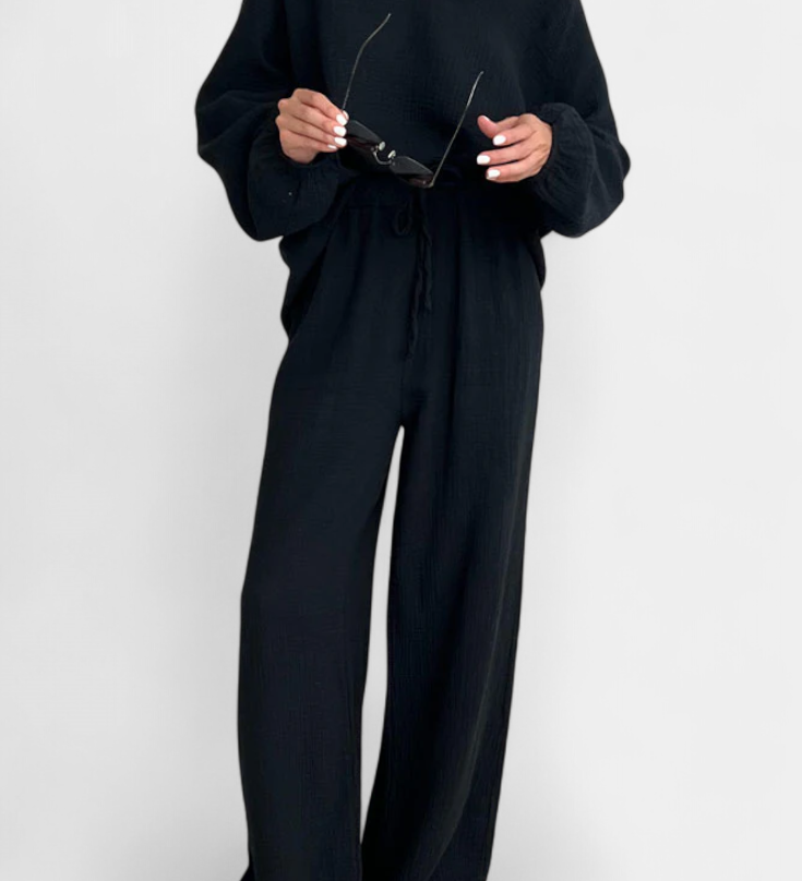 Aya Ensemble de Deux Pièces en Coton avec Décolleté en V