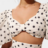 Ensemble Jupe et Haut à Pois Sherine avec Manches Bouffantes