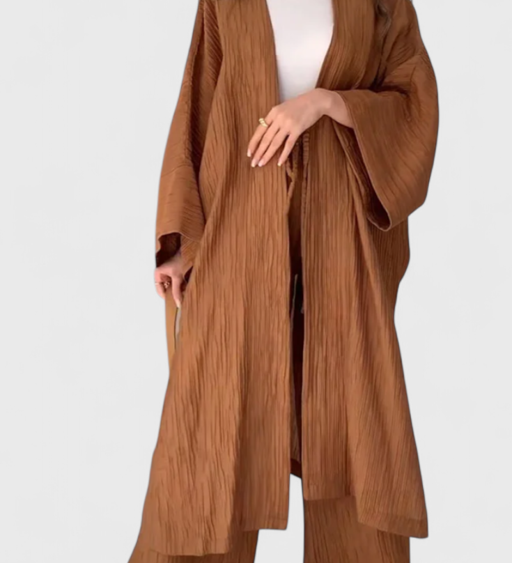 Ensemble Décontracté Caspian en Deux Pièces avec Kimono Long