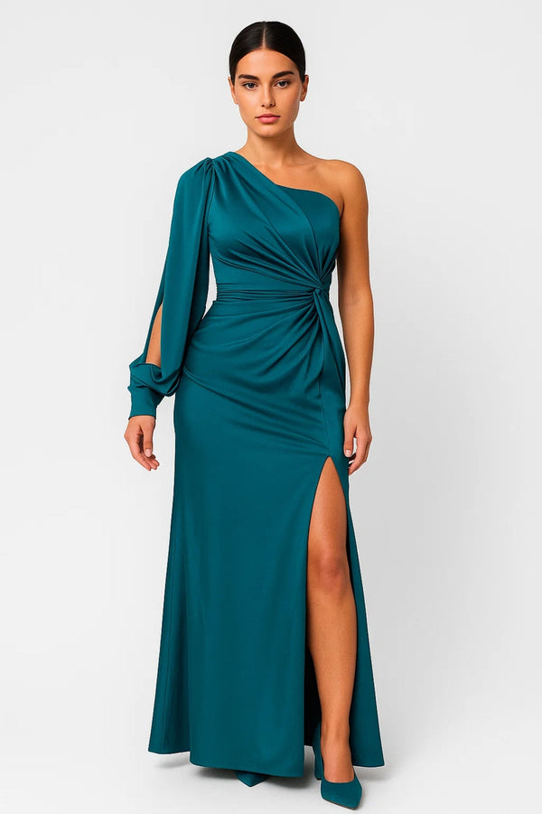 Robe Femme maxi | Chic fluide | épaule asymétrique pour Été